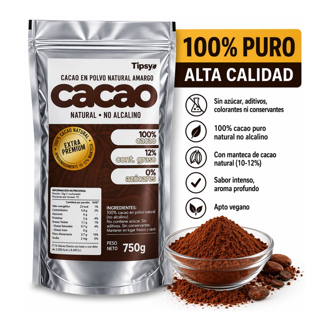 Cacao Natural No Alcalino 750g