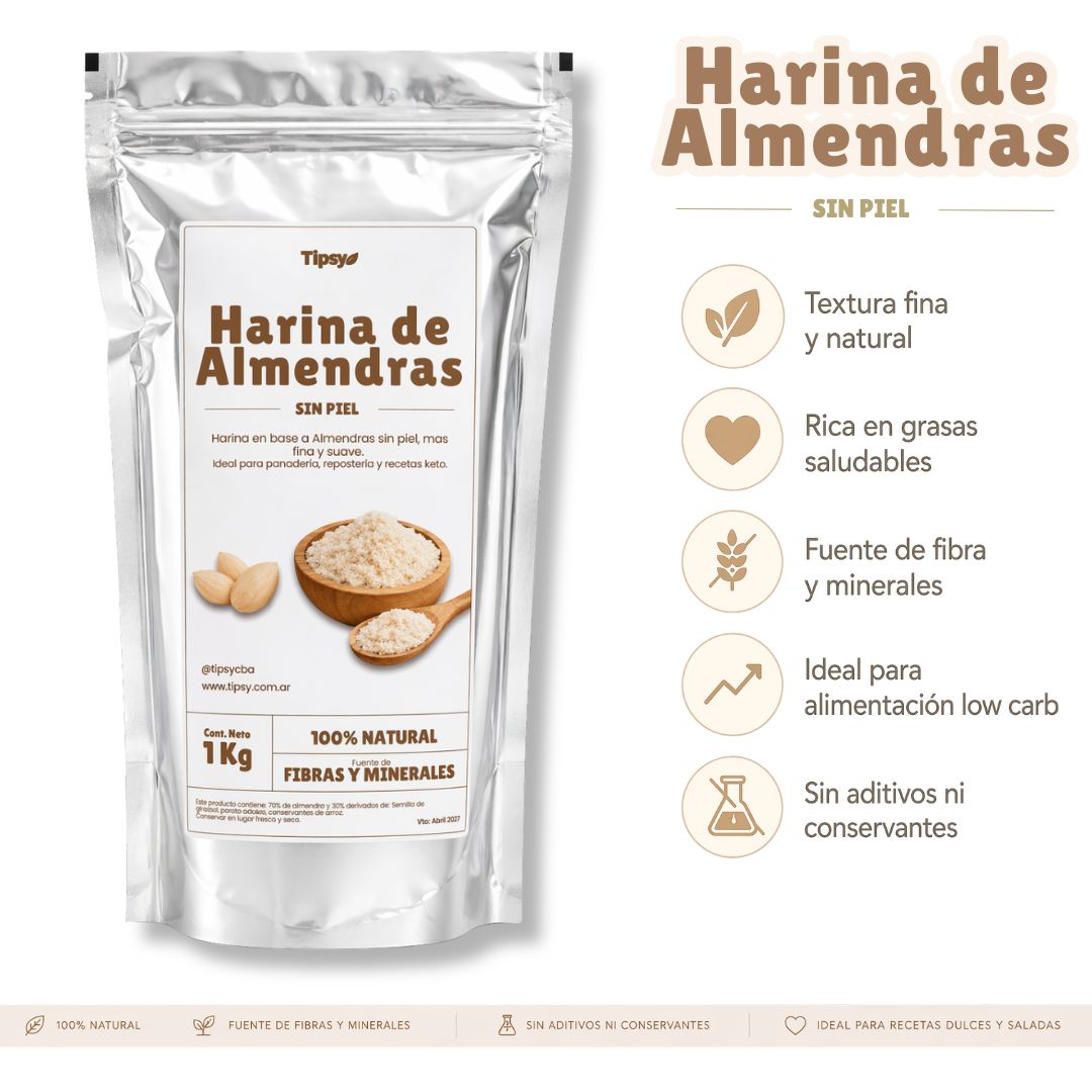 Harina de Almendras Sin Piel 1Kg