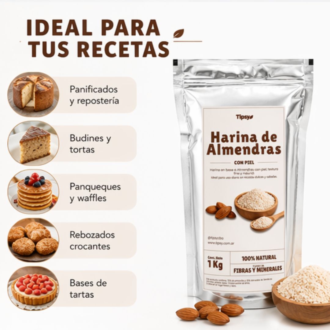 Harina de Almendras Con Piel 1Kg - Imagen 2