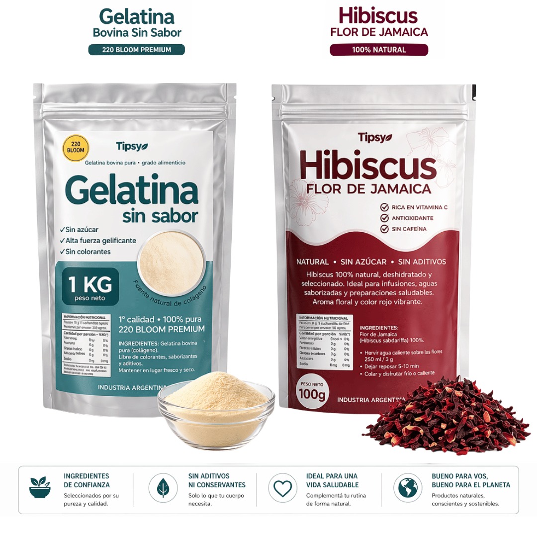 Pack Gelatina Bovina 1 kg + Hibiscus 100 g